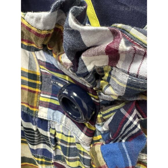 J Crew Madras Plaid Patchwork Jacket Preppy Cotton Bell Ruffle Sleeve Navy 8 - Picture 3 of 4